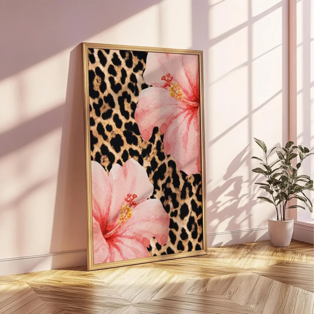 Funky Y2K Floral Leopard Canvas Prints