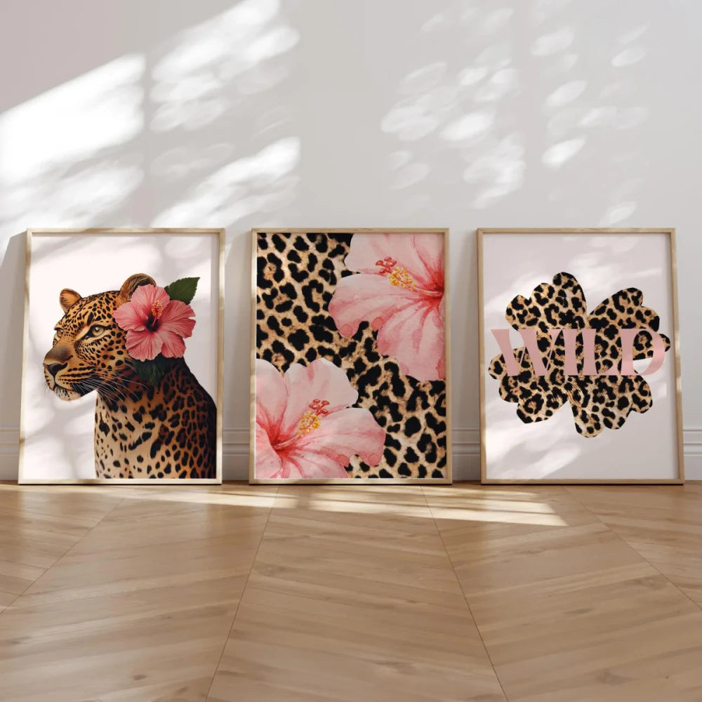 Funky Y2K Floral Leopard Canvas Prints