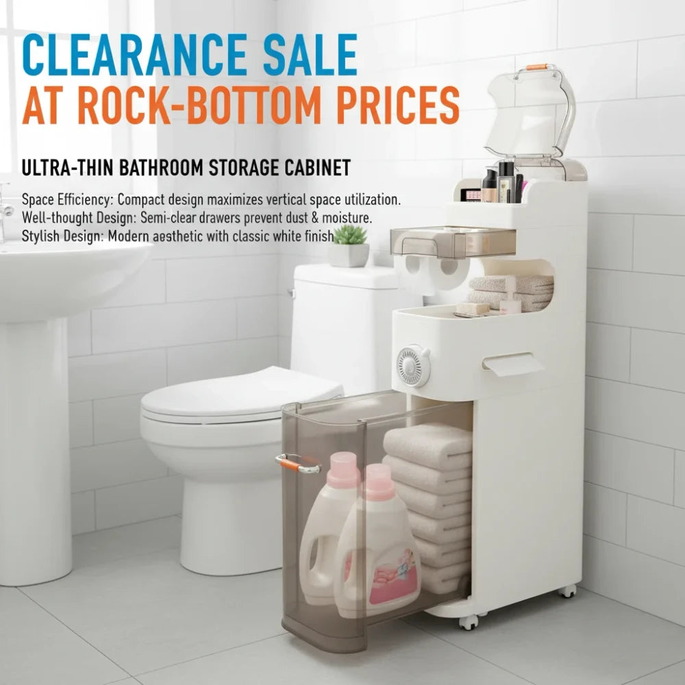 Slim Rolling Bathroom Cabinet
